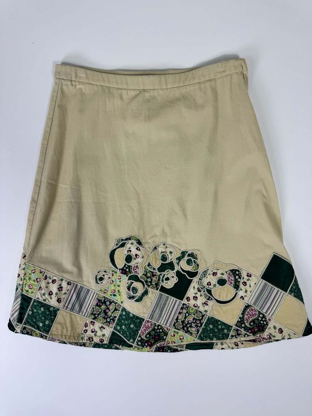 Gap Kids Khaki Corduroy Patchwork Floral Hem Skirt Size 18
